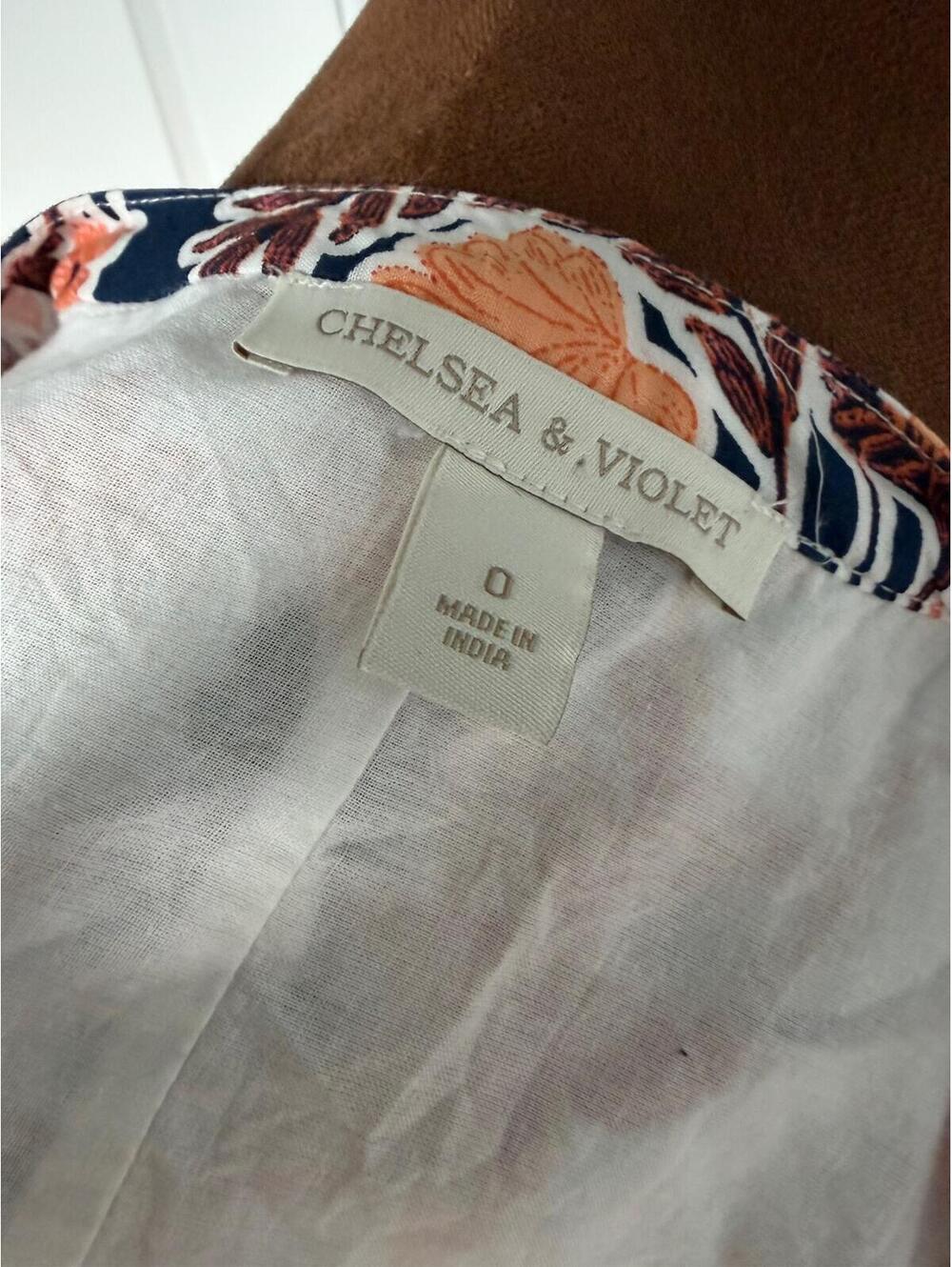 Chelsea & Violet Size 0 Two Piece Set Floral 100% Cotton Crop Blouse and Skirt - Picture 6 of 13